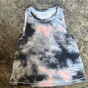 Athleta Black and Pink Sleeveless Crop Tank Top Size Small Tie Dye